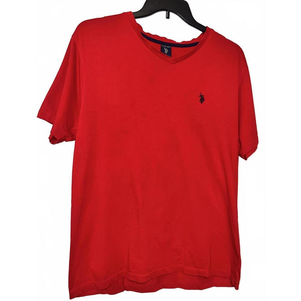 Mens U.S. Polo Assn. Red V-Neck T-Shirt